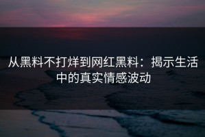 从黑料不打烊到网红黑料：揭示生活中的真实情感波动