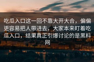 吃瓜入口这一回不靠大开大合，偏偏更容易把人带进去，大家本来盯着吃瓜入口，结果真正引爆讨论的是黑料网