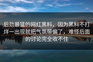 后劲最猛的网红黑料，因为黑料不打烊一出现就把气氛带偏了，难怪后面的讨论完全收不住