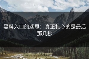黑料入口的迷思：真正扎心的是最后那几秒