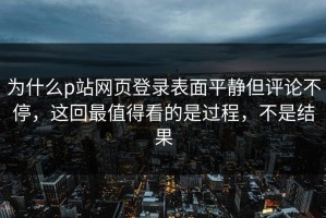 为什么p站网页登录表面平静但评论不停，这回最值得看的是过程，不是结果