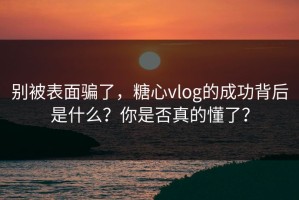 别被表面骗了，糖心vlog的成功背后是什么？你是否真的懂了？