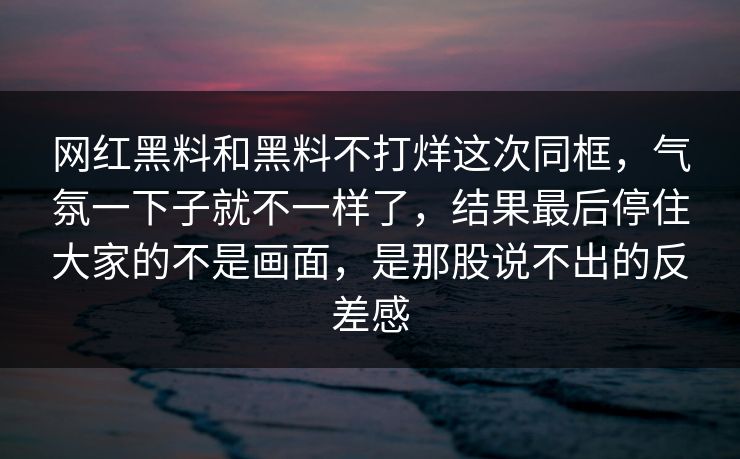 网红黑料和黑料不打烊这次同框,气氛一下子就不一样了,结果最后停住大家的不是画面,是那股说不出的反差感 网红黑料和黑料不打烊这次同框,气氛一下子就不一样了,结果最后停住大家的不是画面,是那股说不出的反差感