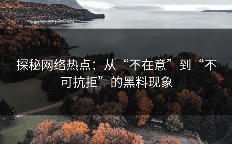 探秘网络热点：从“不在意”到“不可抗拒”的黑料现象