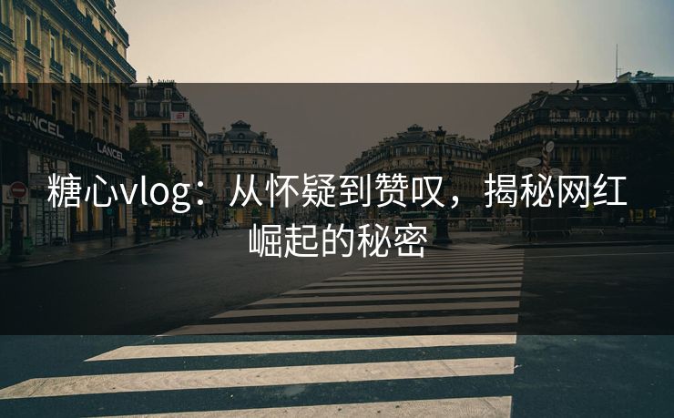 糖心vlog:从怀疑到赞叹,揭秘网红崛起的秘密 糖心vlog:从怀疑到赞叹,揭秘网红崛起的秘密