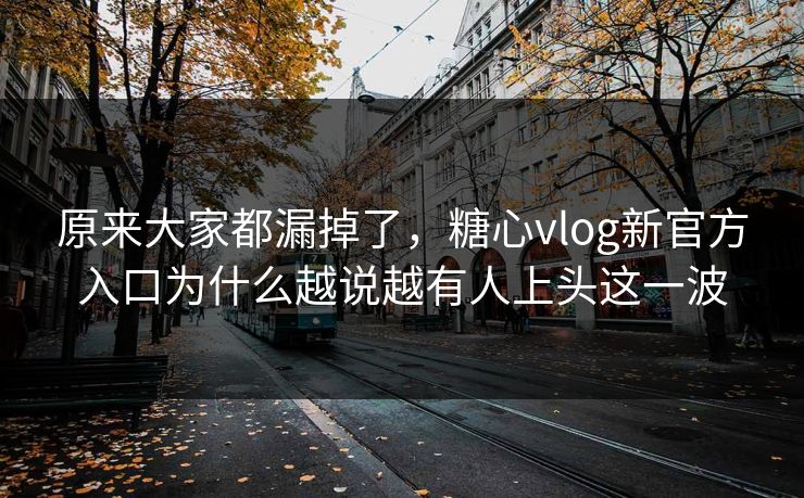 原来大家都漏掉了，糖心vlog新官方入口为什么越说越有人上头这一波