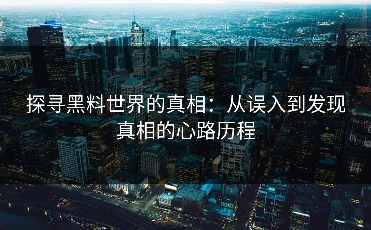 探寻黑料世界的真相：从误入到发现真相的心路历程