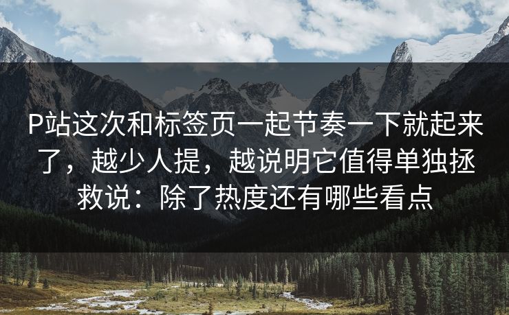 P站这次和标签页一起节奏一下就起来了，越少人提，越说明它值得单独拯救说：除了热度还有哪些看点